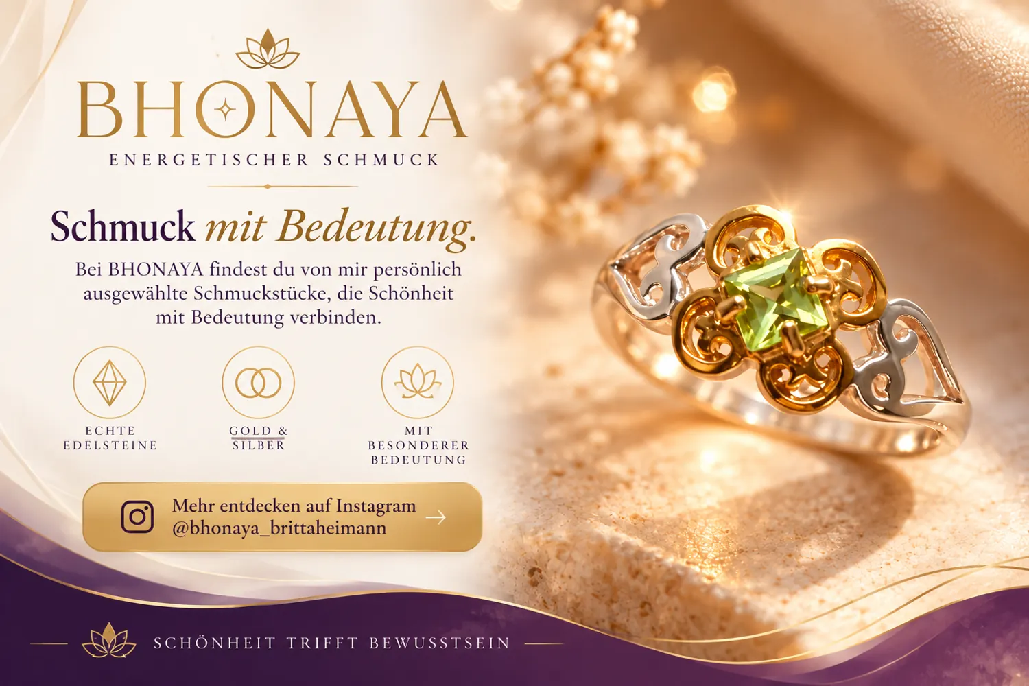BHONAYA – energetischer Schmuck aus Gold und Silber mit echten Edelsteinen